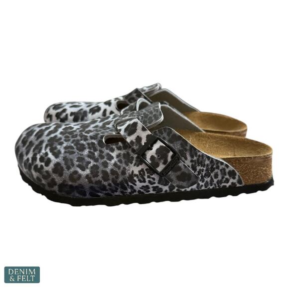 NEW Papillio Birkenstock Boston Leopard Clog Mules Slip On Bold Modern Style - Picture 3 of 8